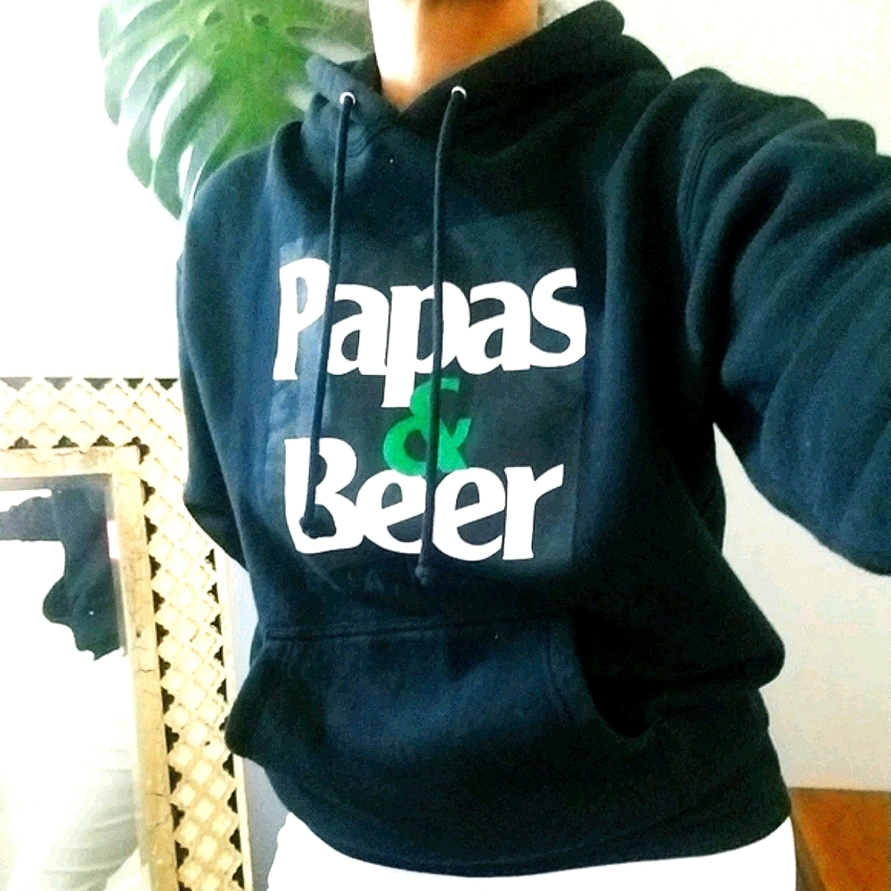 Black Hoodie Papas & Beer Listed MENS/WOMENS - Picture 3 of 10